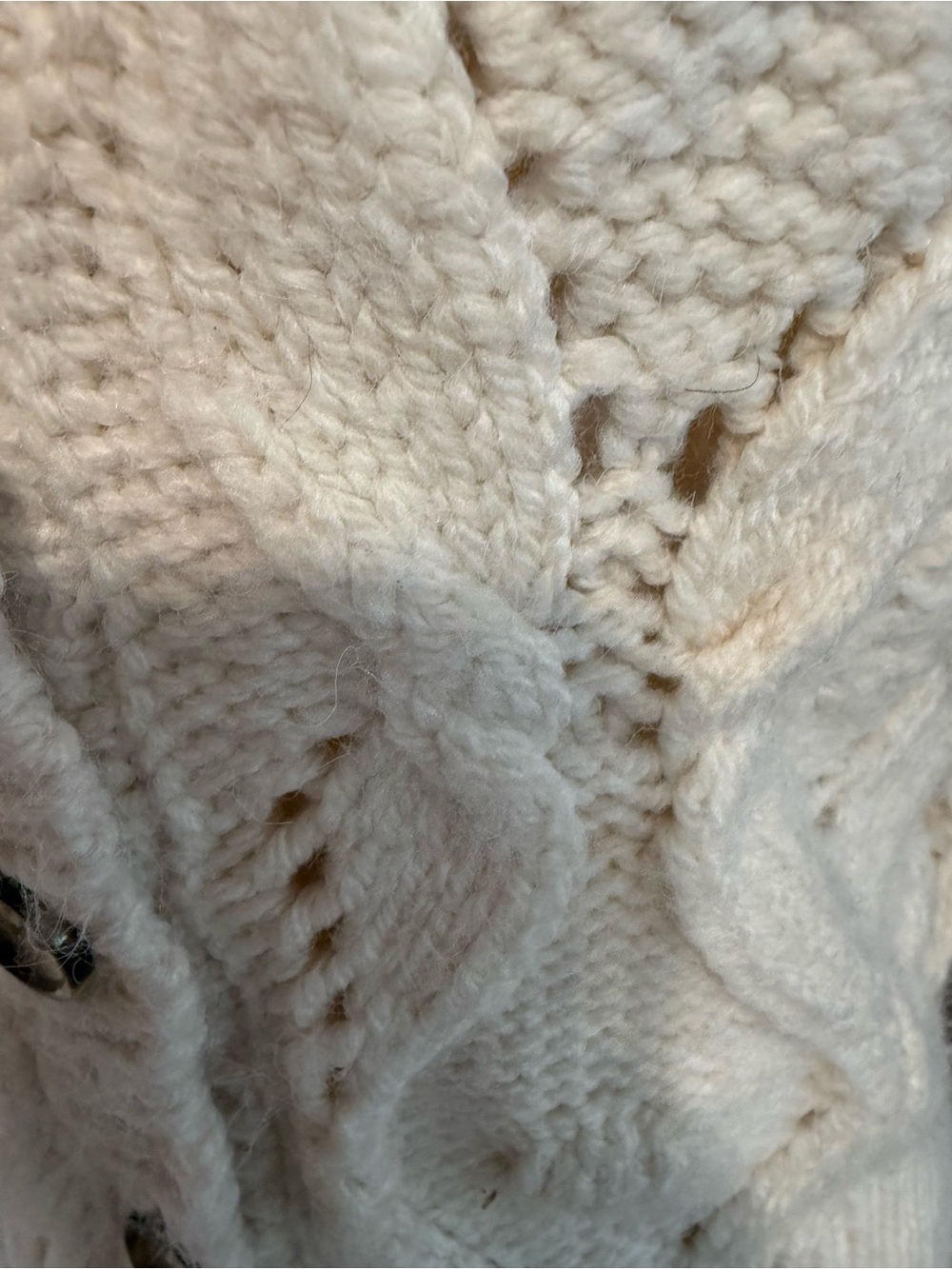 Zara Cream Cable-Knit Short Sleeve Button Cardigan Sweater small - Picture 4 of 6